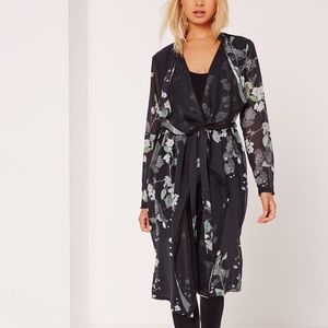 missguided floral print waterfall duster